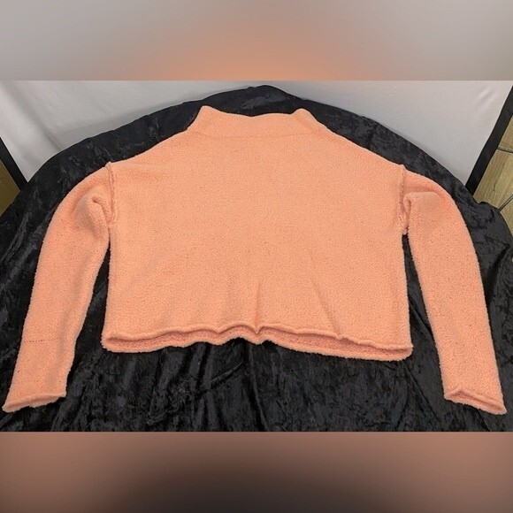 Free People Women's Cherry Peach Color Combo Stretch Long Sleeve Sweater Sz Med - Picture 5 of 8